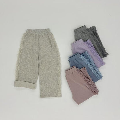 【防起球加絨】側邊荷葉邊寬鬆版型衛褲