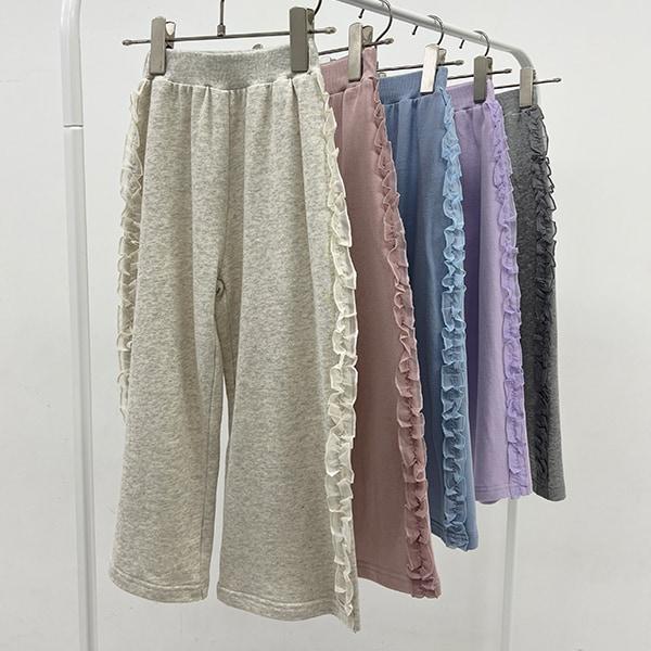 【防起球加絨】側邊荷葉邊寬鬆版型衛褲