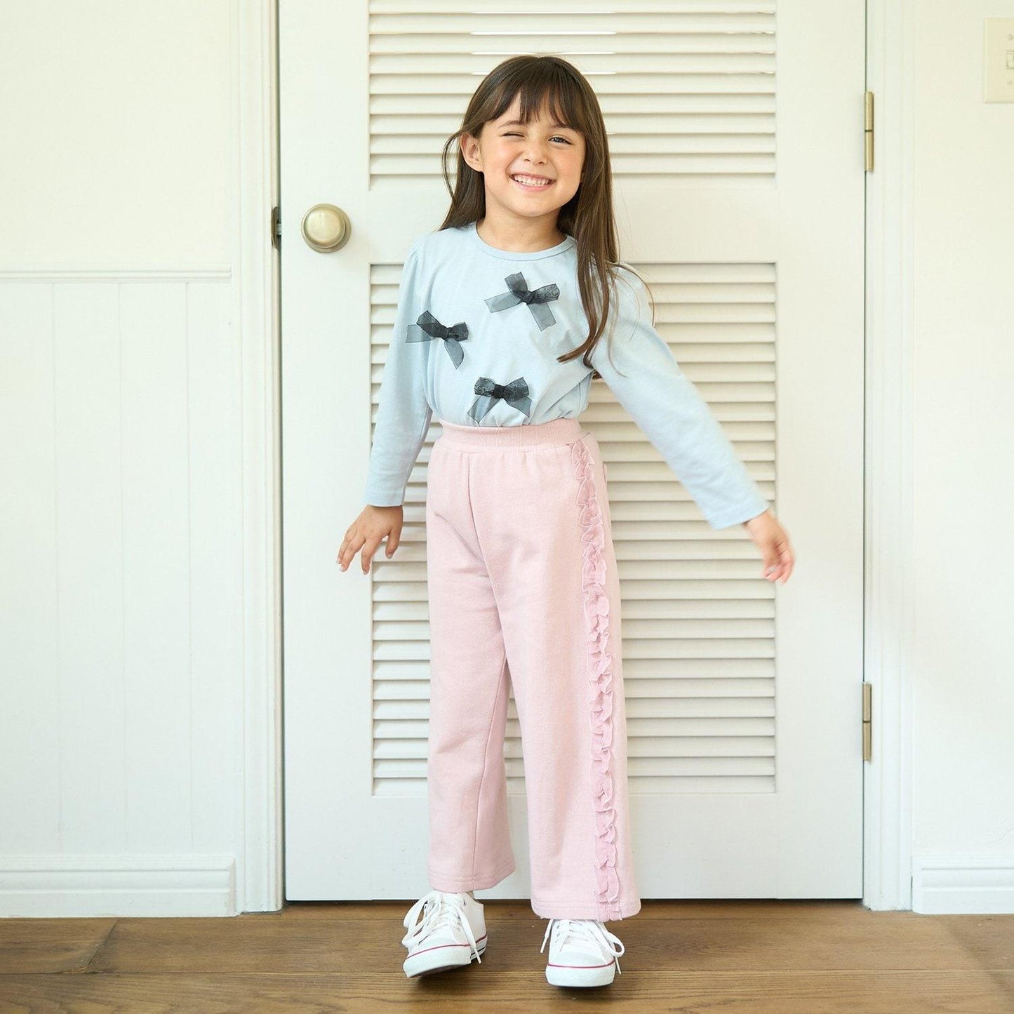 【防起球加絨】側邊荷葉邊寬鬆版型衛褲