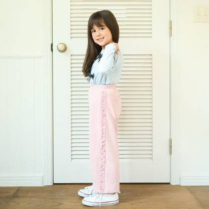 【防起球加絨】側邊荷葉邊寬鬆版型衛褲