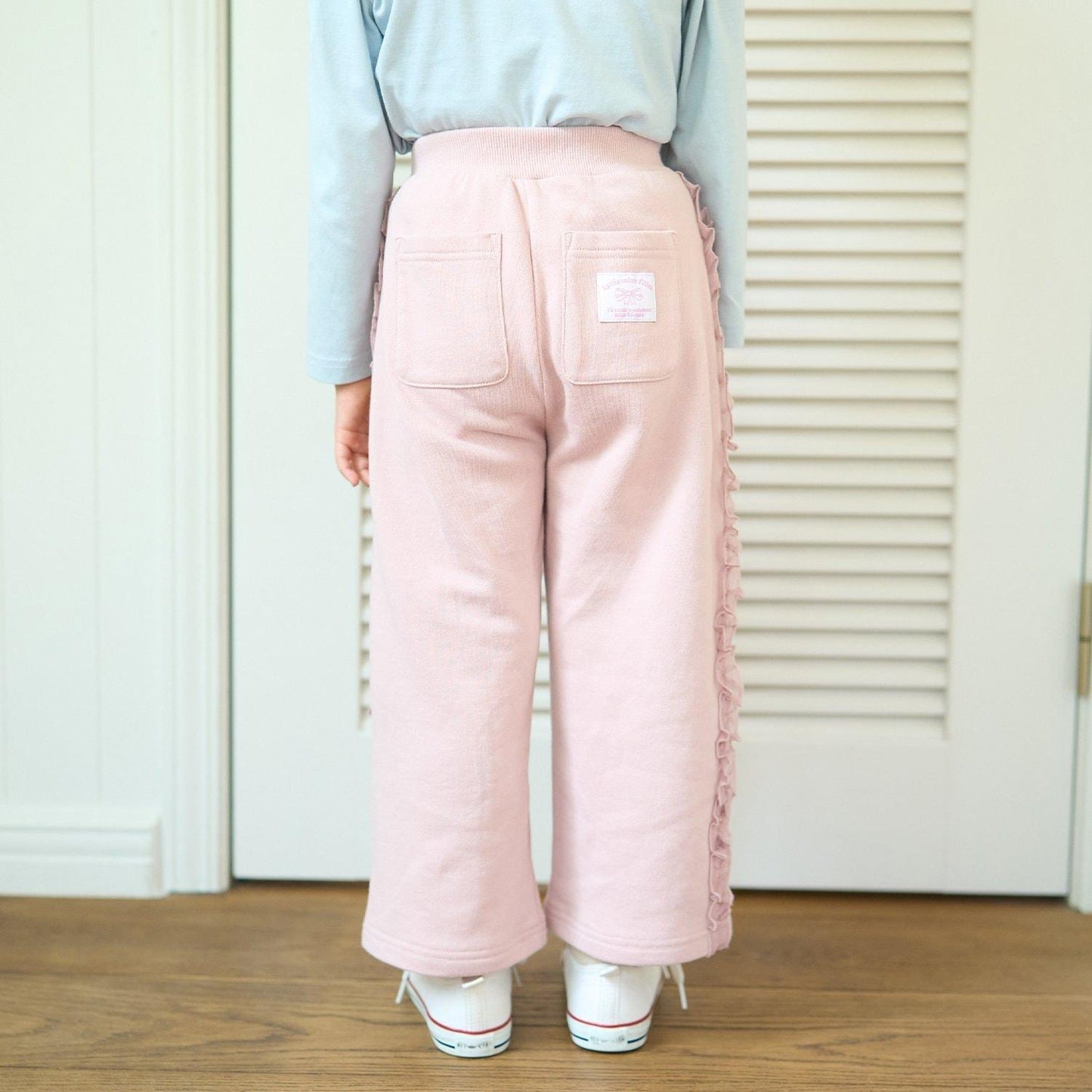 【防起球加絨】側邊荷葉邊寬鬆版型衛褲