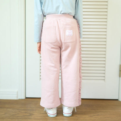 【防起球加絨】側邊荷葉邊寬鬆版型衛褲