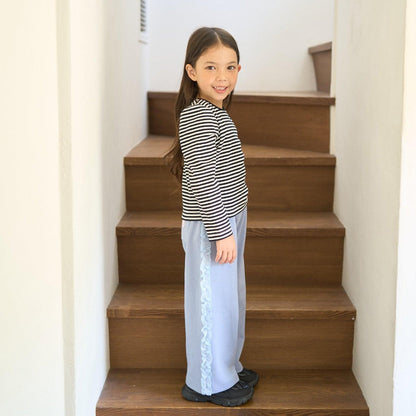 【防起球加絨】側邊荷葉邊寬鬆版型衛褲