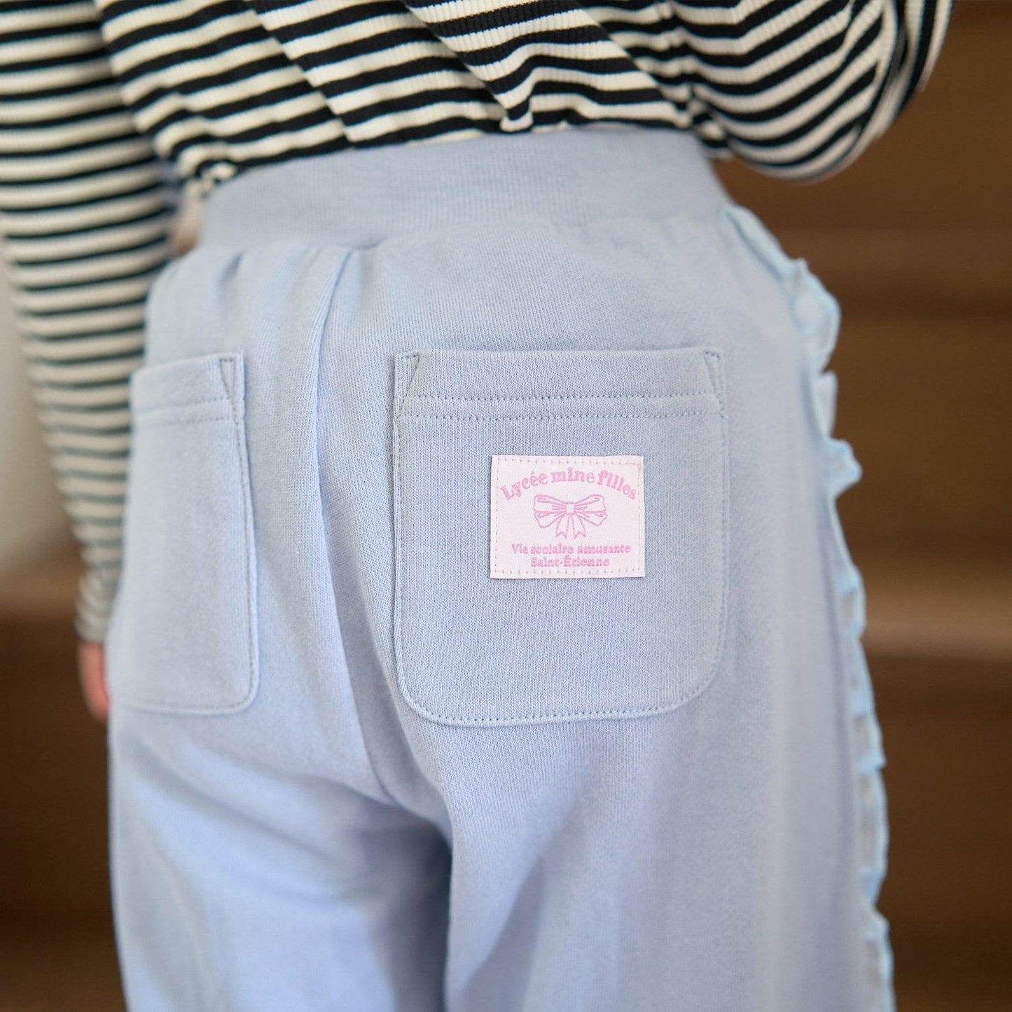 【防起球加絨】側邊荷葉邊寬鬆版型衛褲