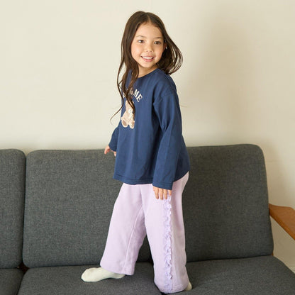 【防起球加絨】側邊荷葉邊寬鬆版型衛褲