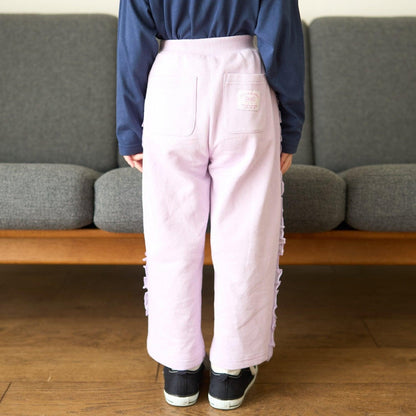 【防起球加絨】側邊荷葉邊寬鬆版型衛褲