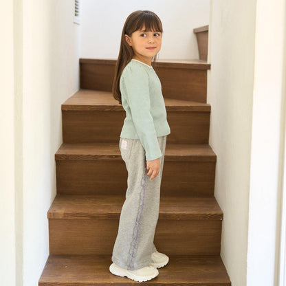 【防起球加絨】側邊荷葉邊寬鬆版型衛褲