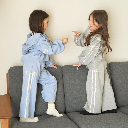 【可成套搭配】【防起球內襯】蝴蝶結裝飾寬腿褲