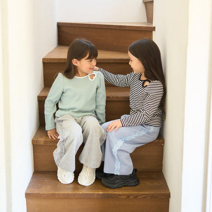 【防起球加絨】側邊荷葉邊寬鬆版型衛褲