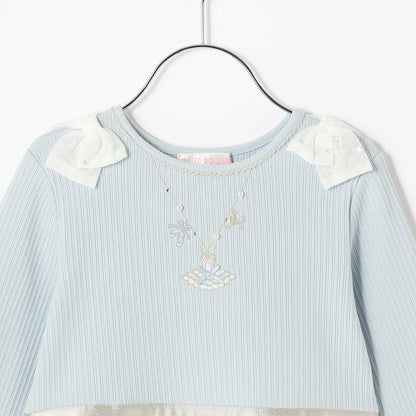 網紗刺繡拼接連衣裙