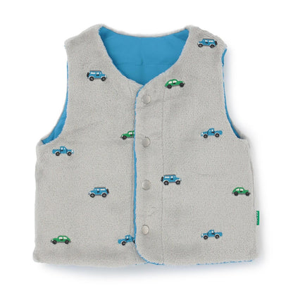 塔夫綢×汽車刺繡內裡羊羔絨加棉馬甲
