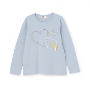 愛心與音樂圖案長袖T恤