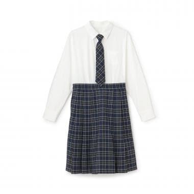 【畢業服】拼接長袖連衣裙