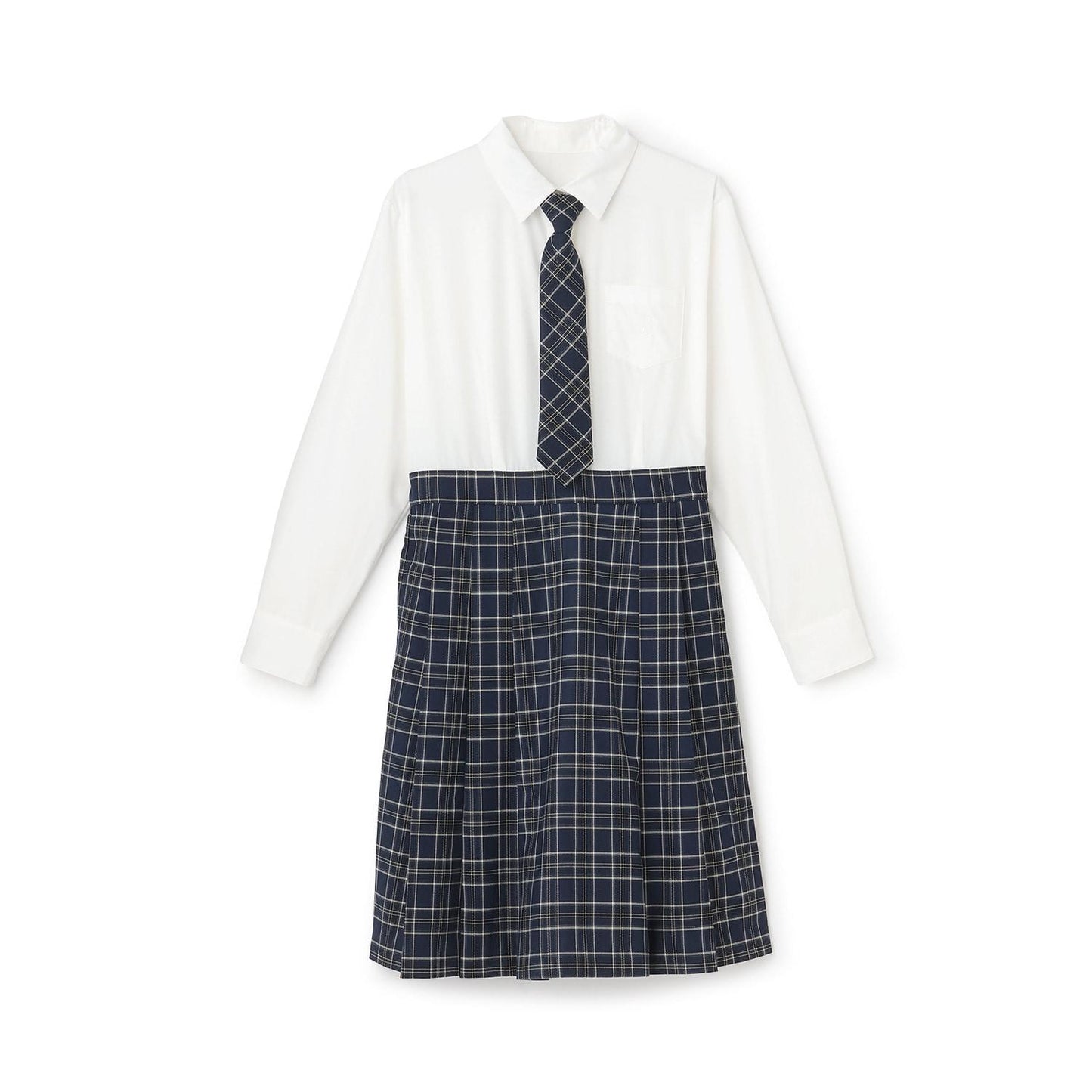 【畢業服】拼接長袖連衣裙