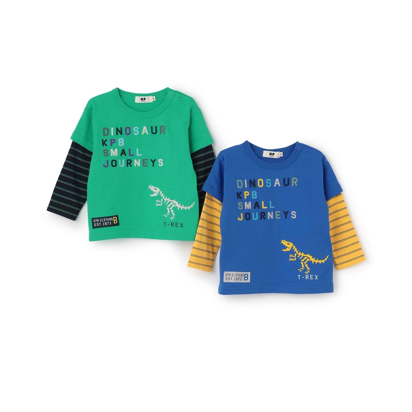 恐龍刺繡假兩件長袖T恤