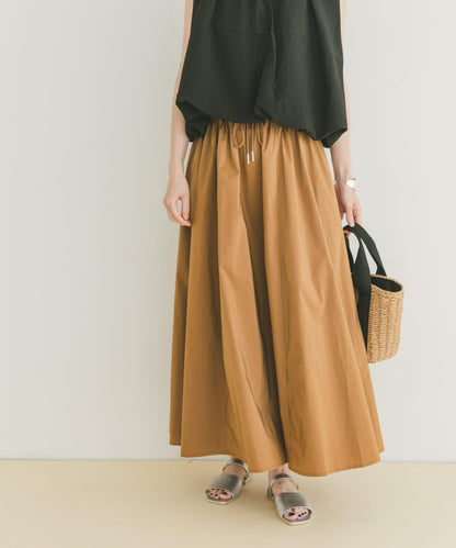 高腰抽褶半身裙
