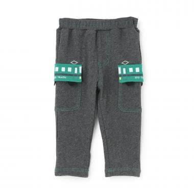 電車圖案加絨工裝褲