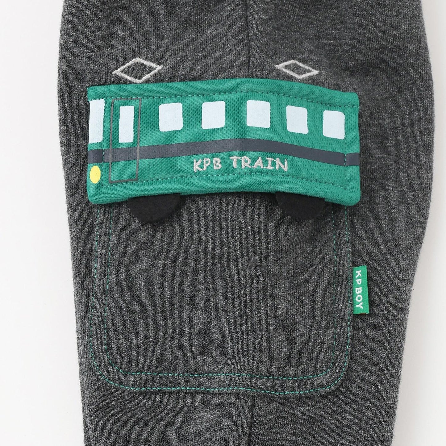 電車圖案加絨工裝褲