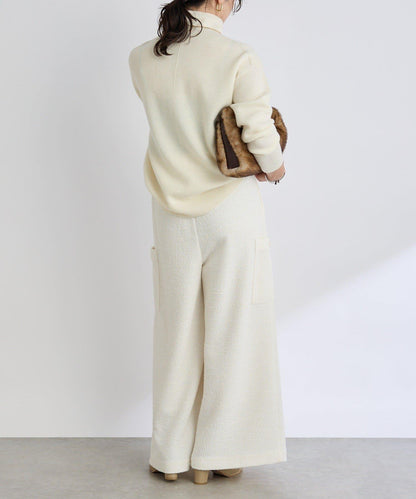 【打造時尚造型】剪裁粗花呢寬腿褲