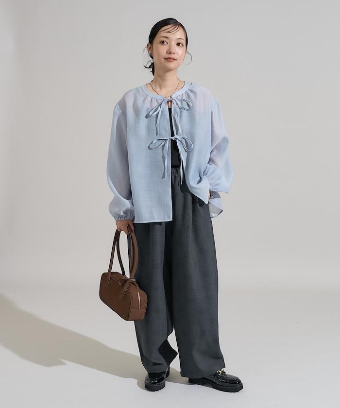 泡芙袖蝴蝶結兩穿襯衫