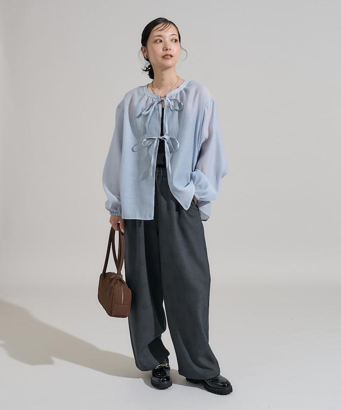 泡芙袖蝴蝶結兩穿襯衫