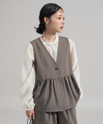 【3件套單品～トリオット系列～】荷葉邊下襬馬甲三件套