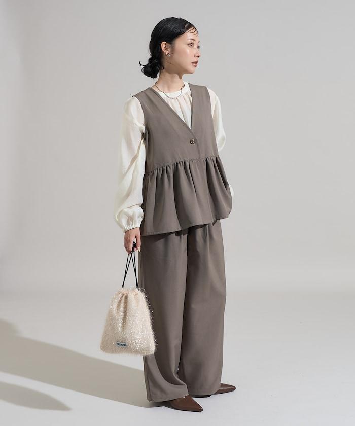 【3件套單品～トリオット系列～】荷葉邊下襬馬甲三件套