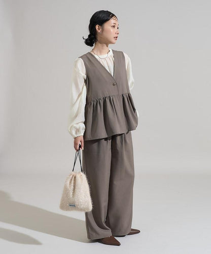 【3件套單品～トリオット系列～】荷葉邊下襬馬甲三件套