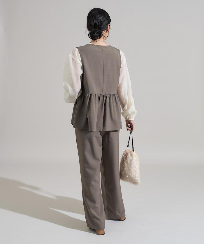 【3件套單品～トリオット系列～】荷葉邊下襬馬甲三件套