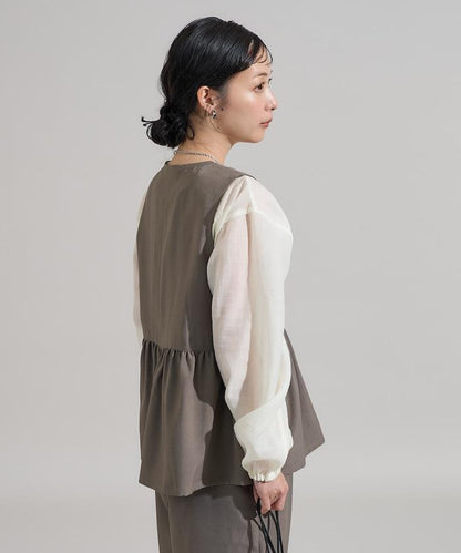 【3件套單品～トリオット系列～】荷葉邊下襬馬甲三件套