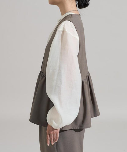 【3件套單品～トリオット系列～】荷葉邊下襬馬甲三件套