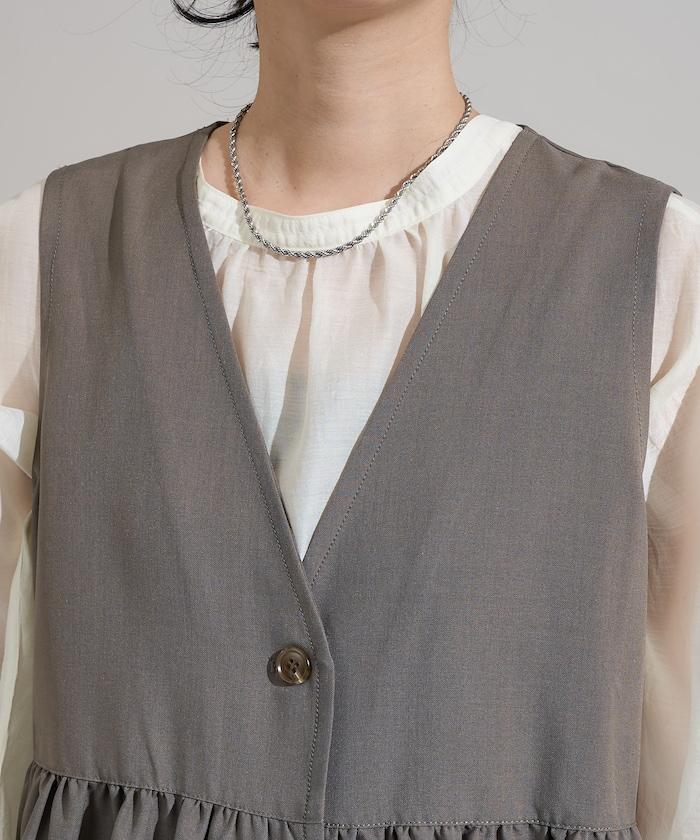 【3件套單品～トリオット系列～】荷葉邊下襬馬甲三件套