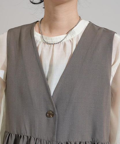 【3件套單品～トリオット系列～】荷葉邊下襬馬甲三件套