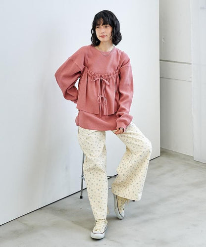 【套裝商品】華夫格長袖T恤與吊帶背心套裝