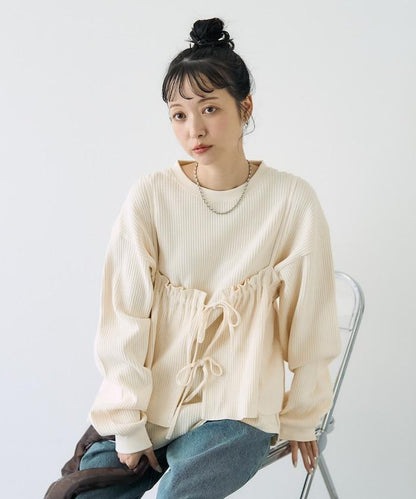 【套裝商品】華夫格長袖T恤與吊帶背心套裝