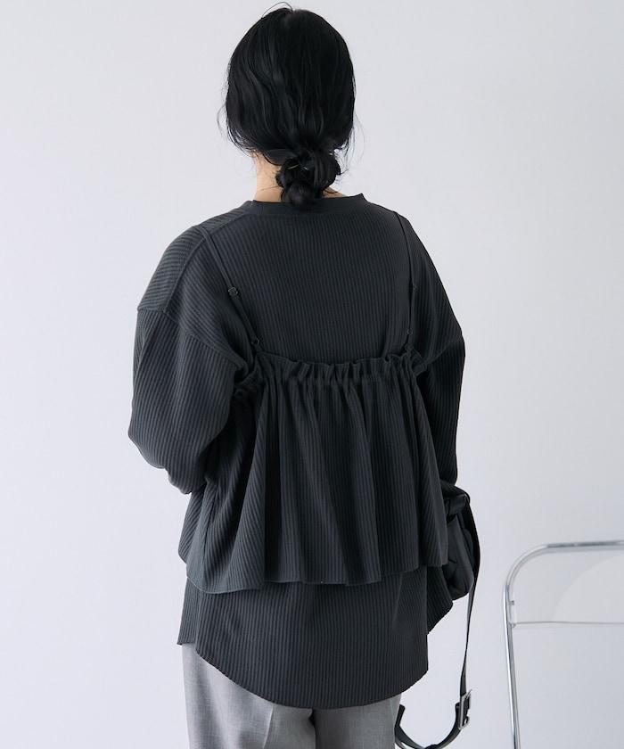 【套裝商品】華夫格長袖T恤與吊帶背心套裝