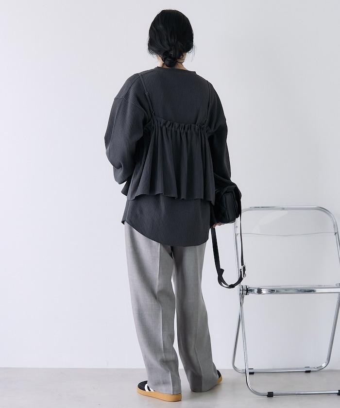 【套裝商品】華夫格長袖T恤與吊帶背心套裝