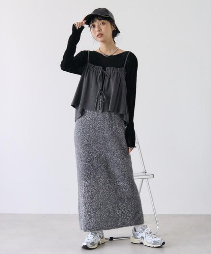 【套裝商品】華夫格長袖T恤與吊帶背心套裝