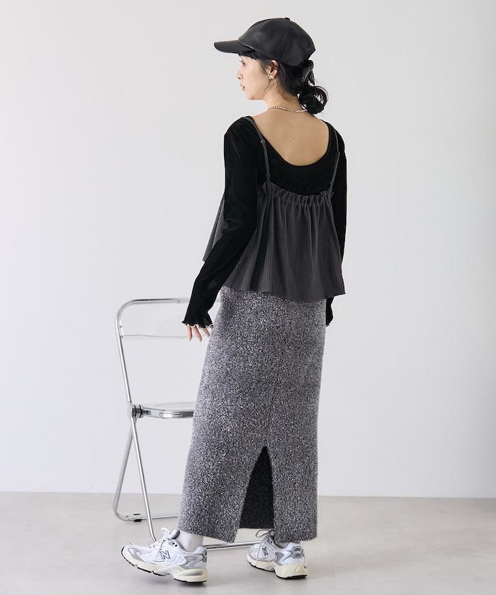 【套裝商品】華夫格長袖T恤與吊帶背心套裝