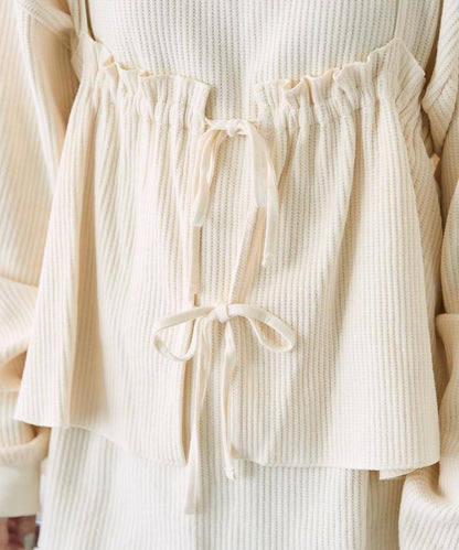 【套裝商品】華夫格長袖T恤與吊帶背心套裝