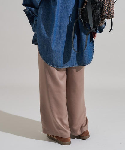 緞面褶皺休閒長褲<可搭配套裝>