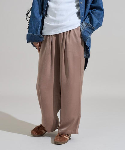 緞面褶皺休閒長褲<可搭配套裝>