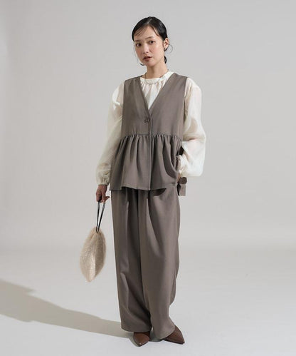 【3件套單品～トリオット系列～】荷葉邊下襬馬甲三件套