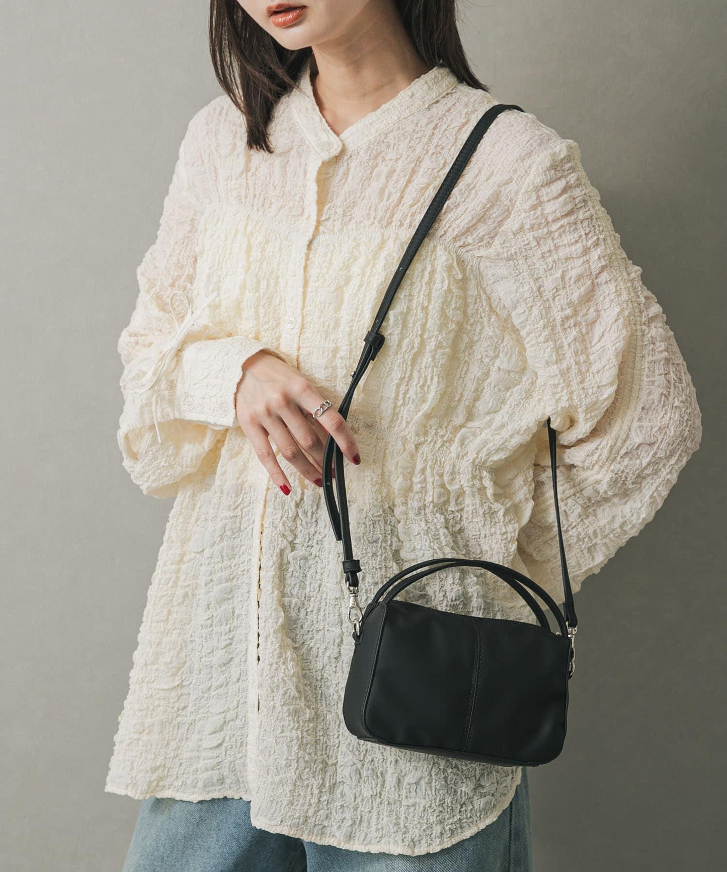 防汙2WAY中縫迷你單肩包