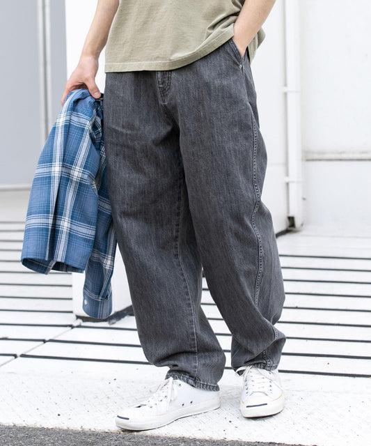 牛仔桶型褲