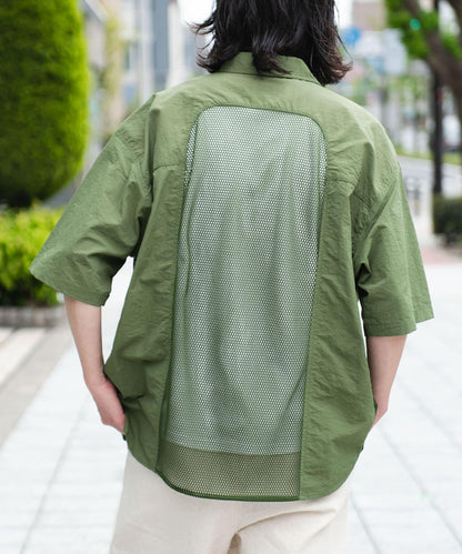 ARMY TWILL 尼龍牛津網眼短袖襯衫