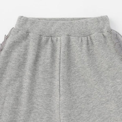 【防起球加絨】側邊荷葉邊寬鬆版型衛褲