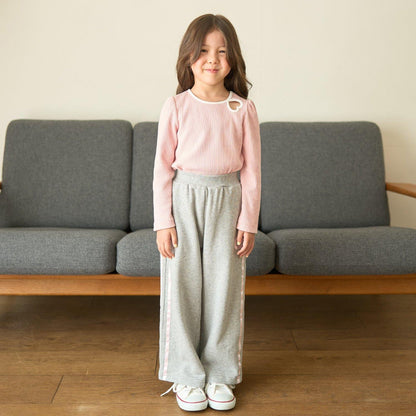 拼色愛心羅紋上衣