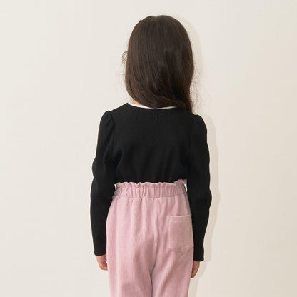 拼色愛心羅紋上衣