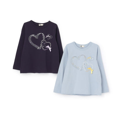 愛心與音樂圖案長袖T恤